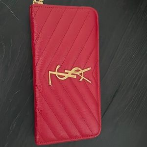 YSL Monogram Grain de Poudre Zip-Around Wallet